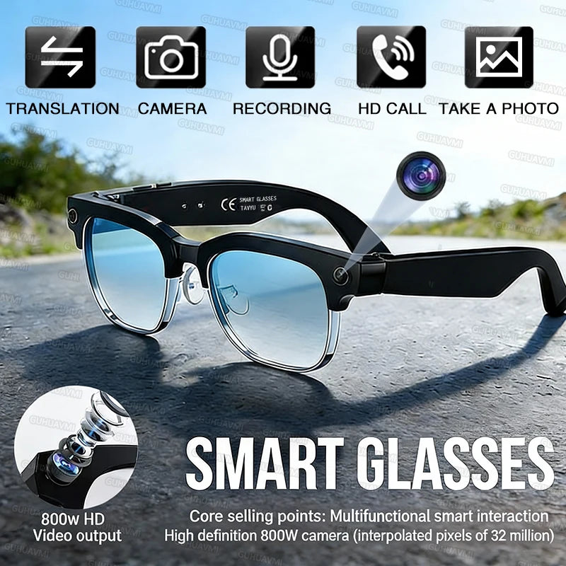 KI-Smartbrille mit Kamera & Bluetooth – 800MP, Übersetzung, Anrufe & UV-Schutz