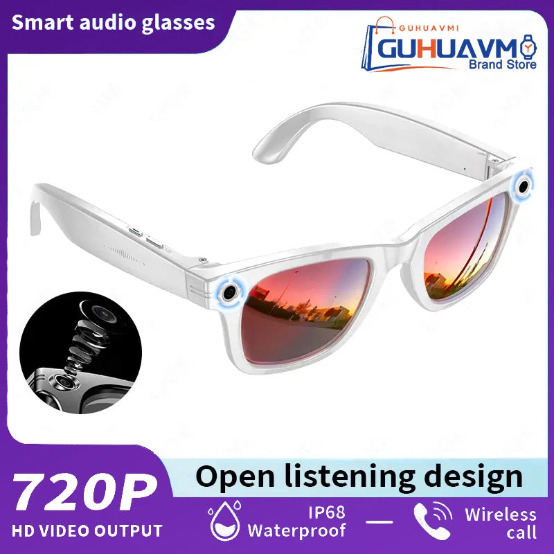 KI Smart Brille 8MP – 1080P HD Video, 100+ Sprachen Übersetzung, Bluetooth & Sonnenbrille