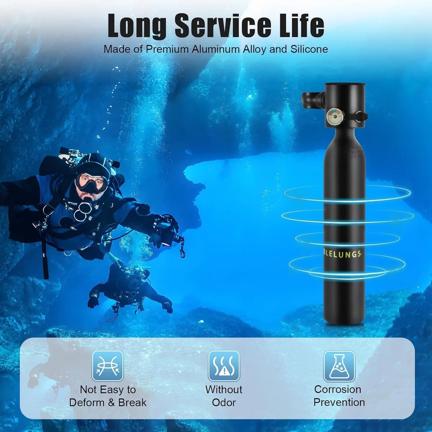 Mini Scuba Tauchflasche 0,5 L – Tragbares Tauchset mit Pumpe & Manometer