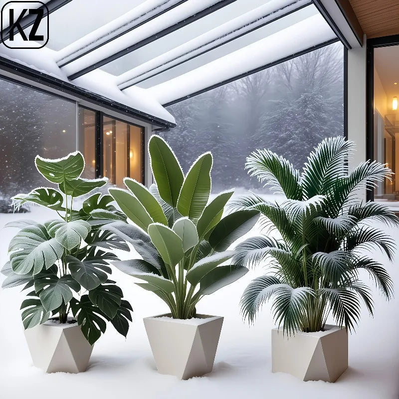 Künstliche Pflanzen Set 3er – Monstera, Palme & Bananenbaum für Deko
