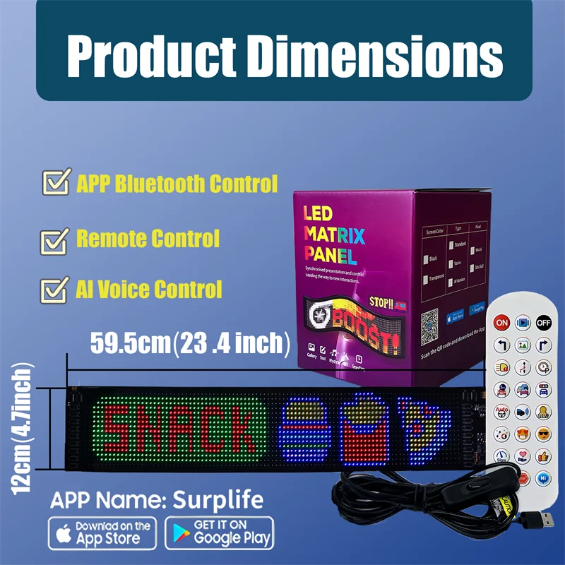 Flexibles LED-Matrix-Panel mit App-Steuerung und USB