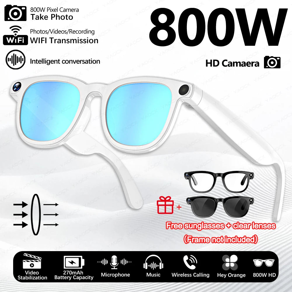 KI Smart Brille 2026 – 800W HD Kamera, KI-Bilderkennung, KI-Konversation & Übersetzung