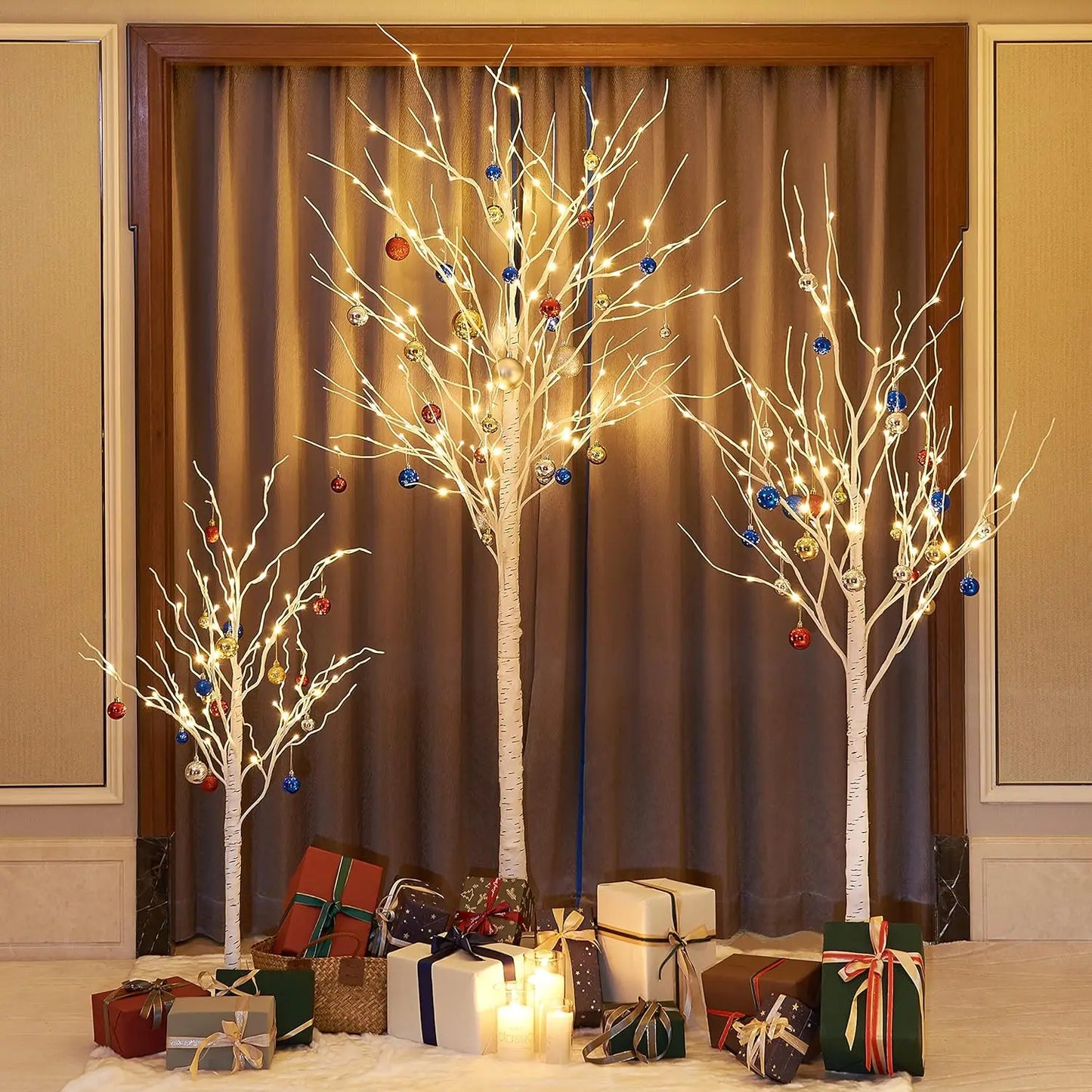 Künstlicher Birkenbaum mit Licht – LED Deko Baum für Weihnachten & Events