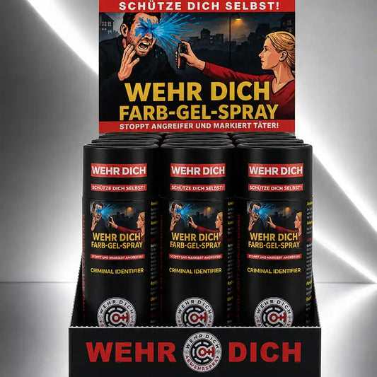 Für Großabnehmer das Original WEHRDICHSPRAY (Schlumpf-Spray) – Das legale Kennzeichnungs- und Abwehrspray