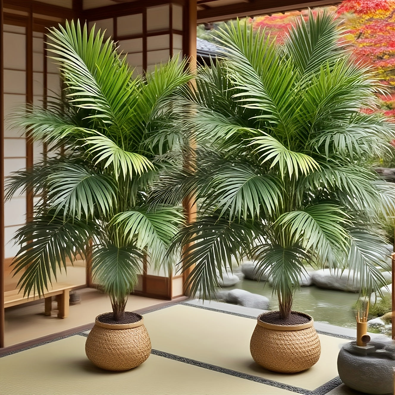 2er Set Große Künstliche Palmen – Stehend, Pflegefrei für Wohnzimmer & Ostern