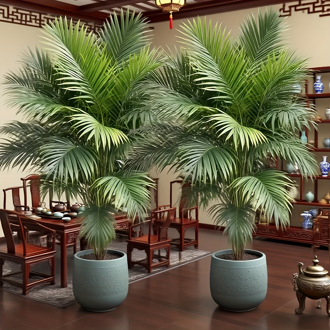 2er Set Große Künstliche Palmen – Stehend, Pflegefrei für Wohnzimmer & Ostern