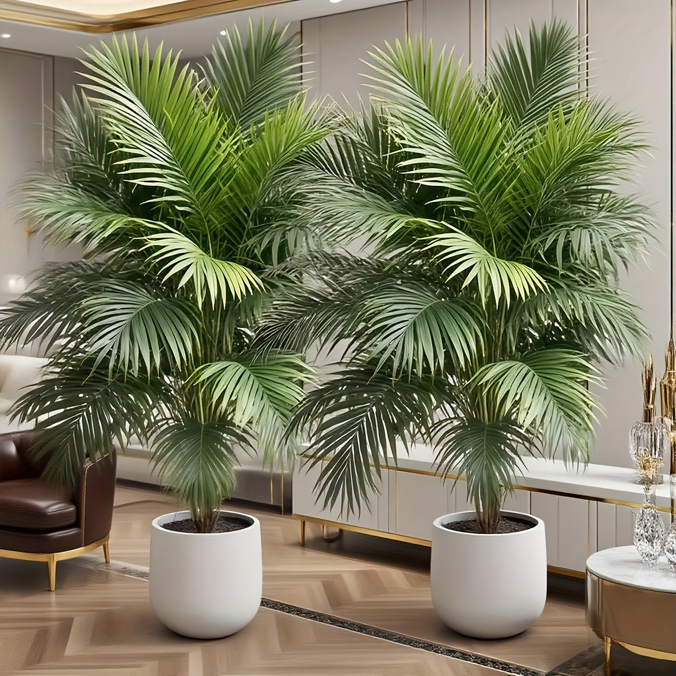 2er Set Große Künstliche Palmen – Stehend, Pflegefrei für Wohnzimmer & Ostern