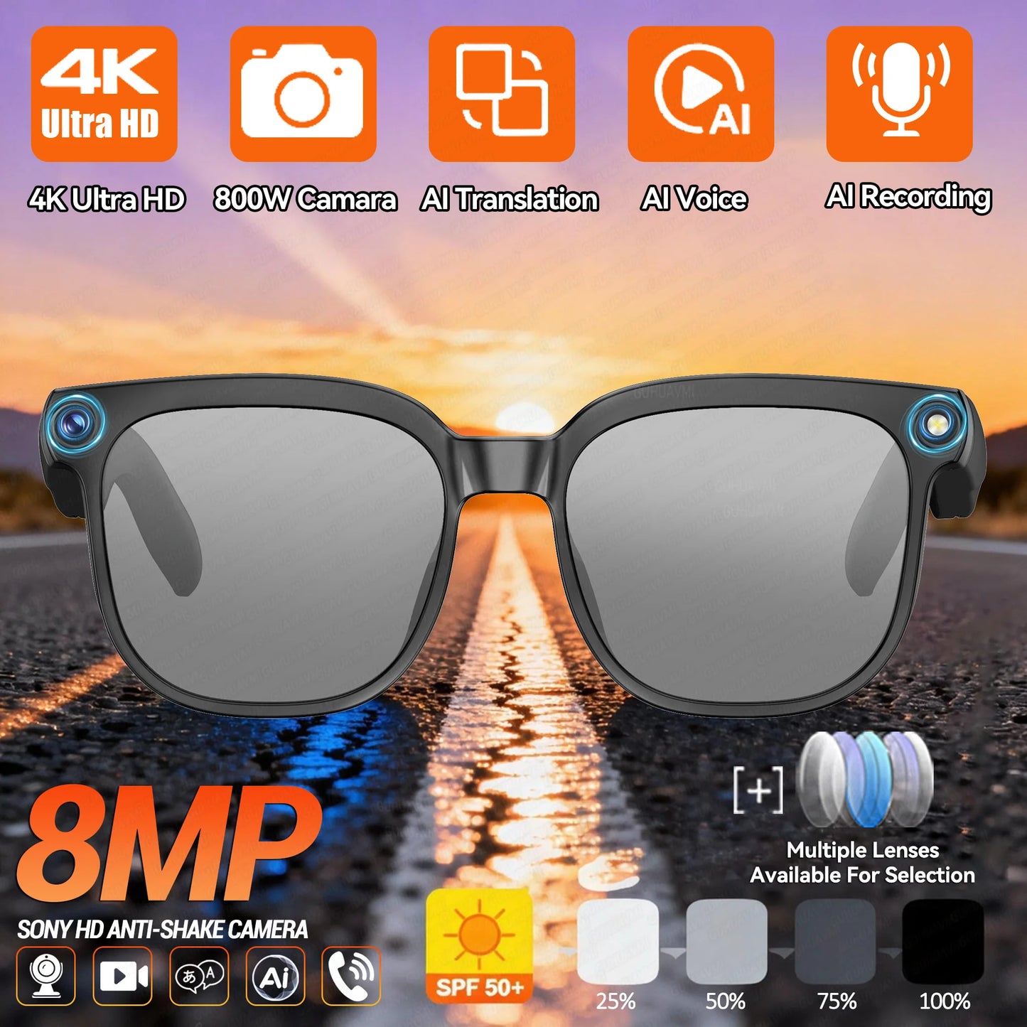 KI Smart Brille 2026 Business – 8MP Kamera, 1080P Video, ChatGPT & 120+ Sprachen