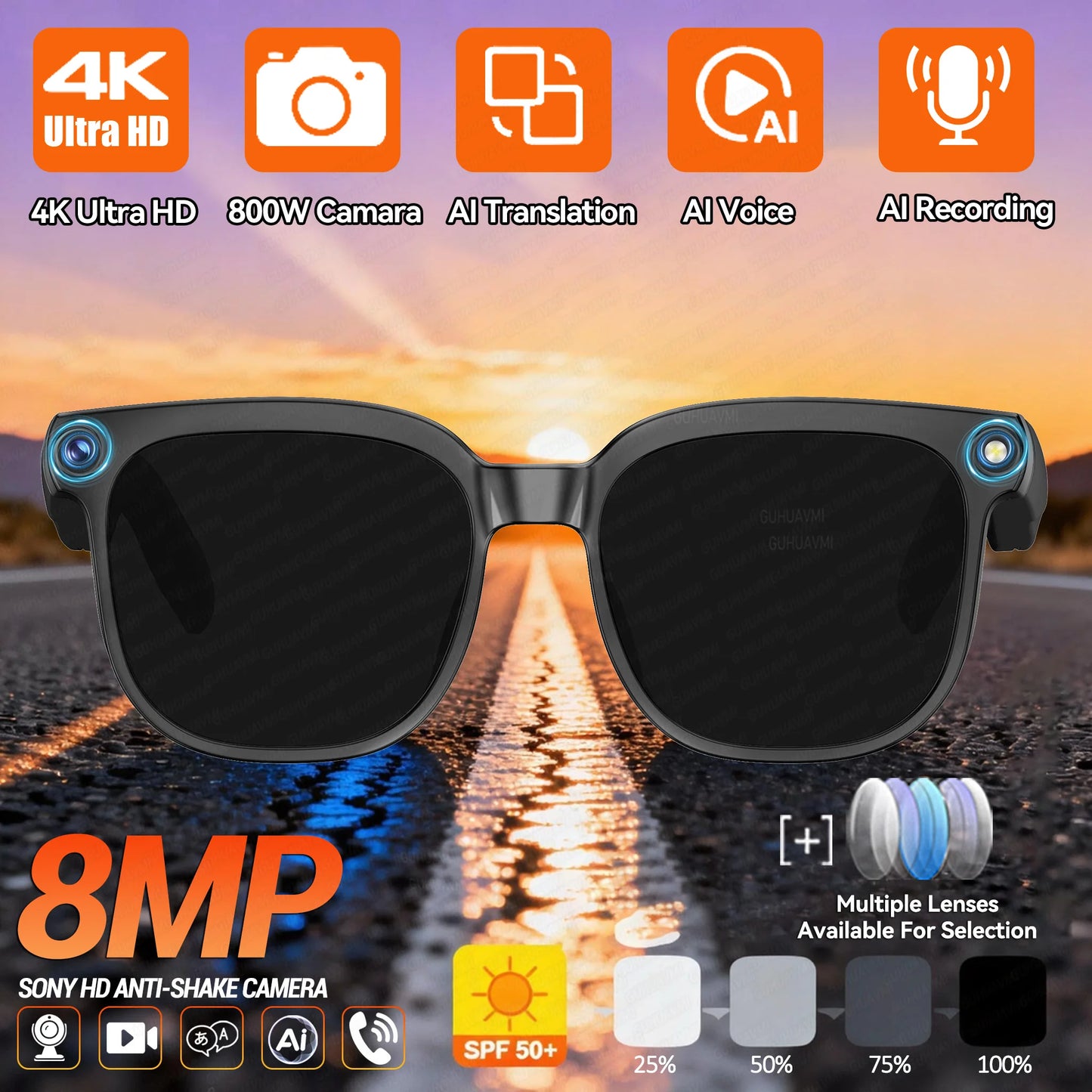 KI Smart Brille 2026 Business – 8MP Kamera, 1080P Video, ChatGPT & 120+ Sprachen