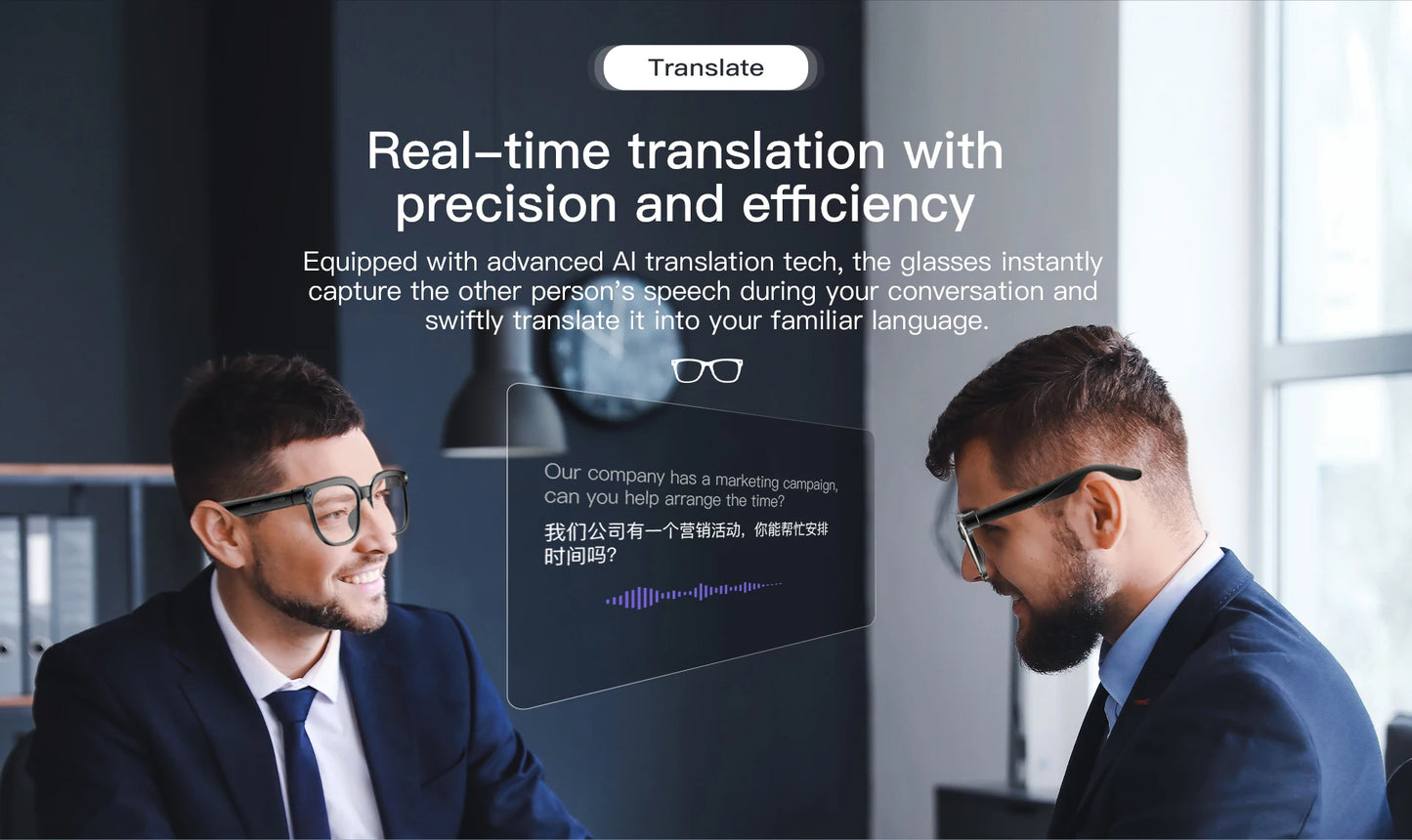 KI Smart Brille 2026 Business – 8MP Kamera, 1080P Video, ChatGPT & 120+ Sprachen