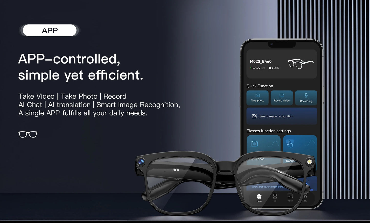 KI Smart Brille 2026 Business – 8MP Kamera, 1080P Video, ChatGPT & 120+ Sprachen