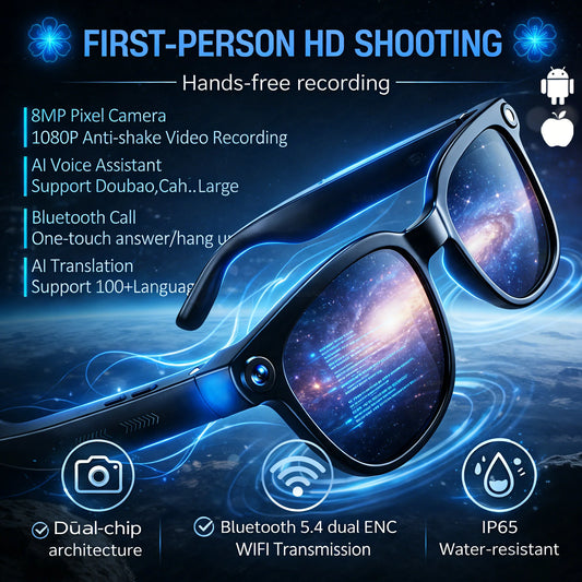 KI Smart Brille 2026 Business – 8MP Kamera, 1080P Video, ChatGPT & 120+ Sprachen