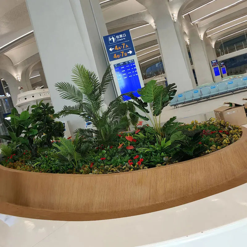 Große Kunstpflanze Monstera & Bambus – Tropische Deko-Pflanze mit Blumentopf für Innen & Außen