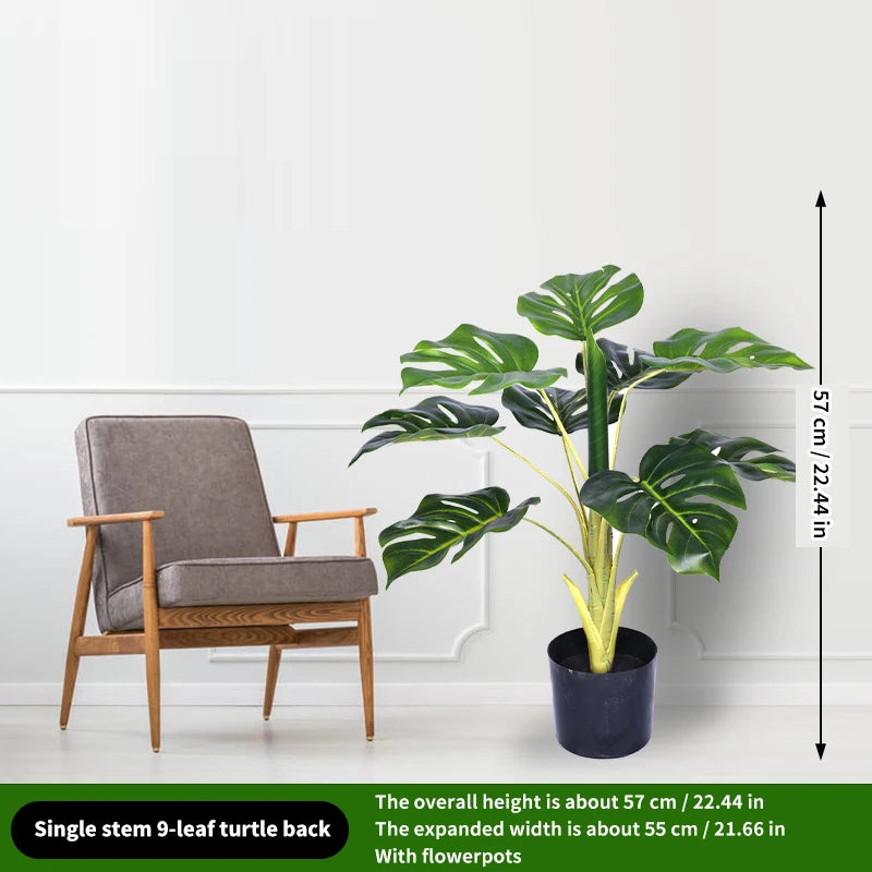 Große Kunstpflanze Monstera & Bambus – Tropische Deko-Pflanze mit Blumentopf für Innen & Außen