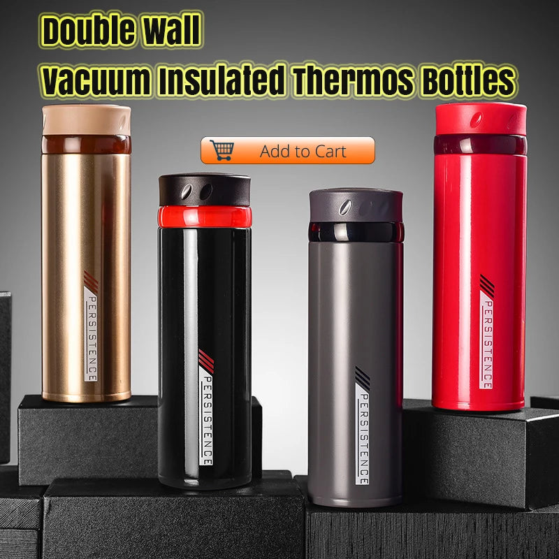 Thermos Trinkflasche 450ml – Edelstahl mit LED Temperaturanzeige & Teefilter