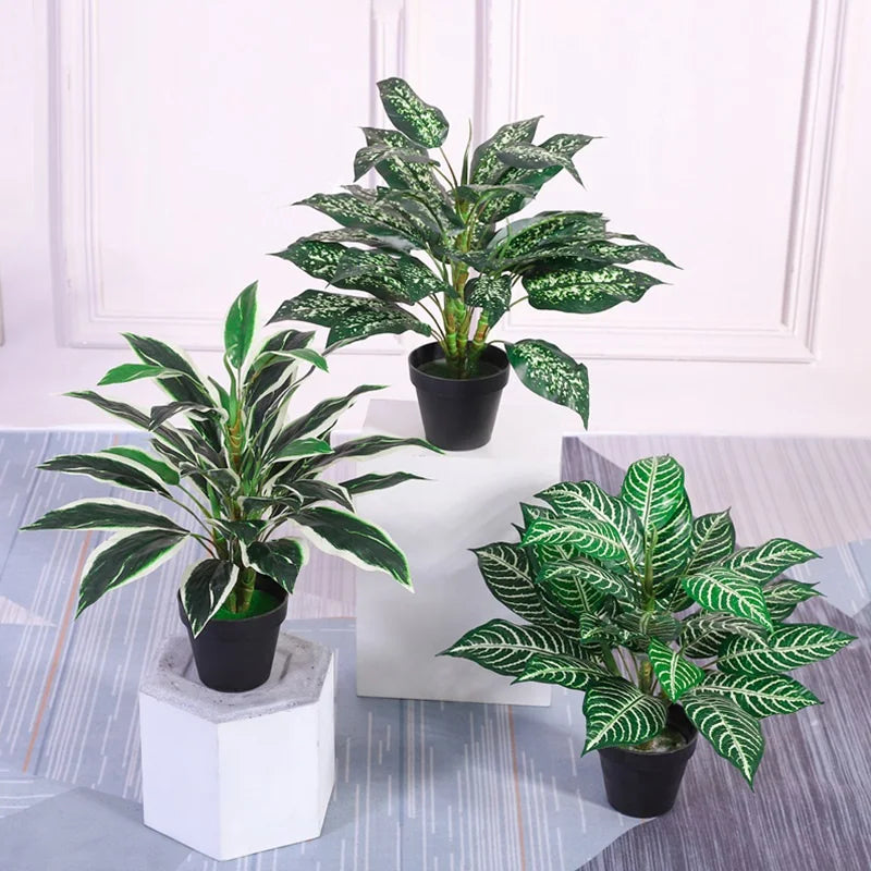 Künstliche Pflanzen Set 3er – Monstera & Palme für Heim & Hochzeit