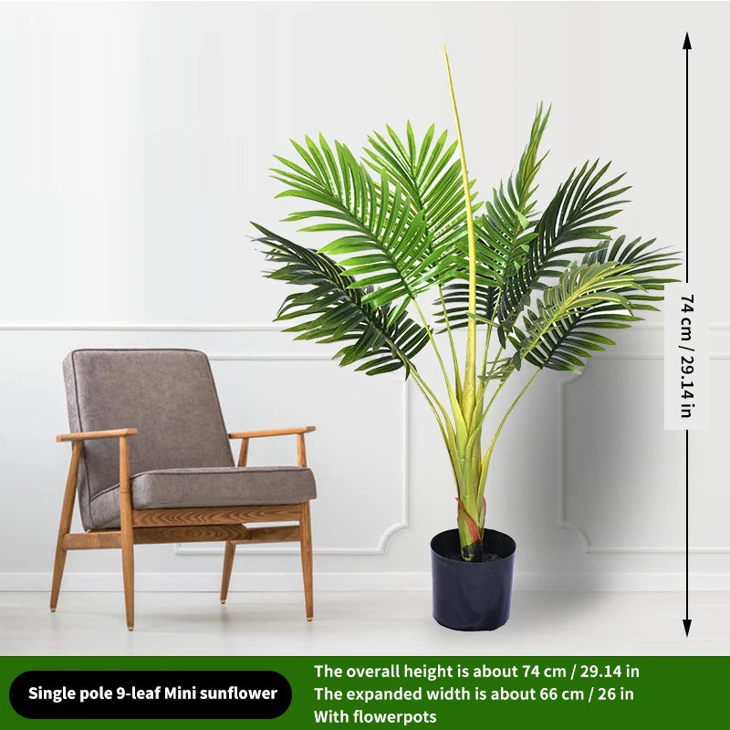 Große Kunstpflanze Monstera & Bambus – Tropische Deko-Pflanze mit Blumentopf für Innen & Außen