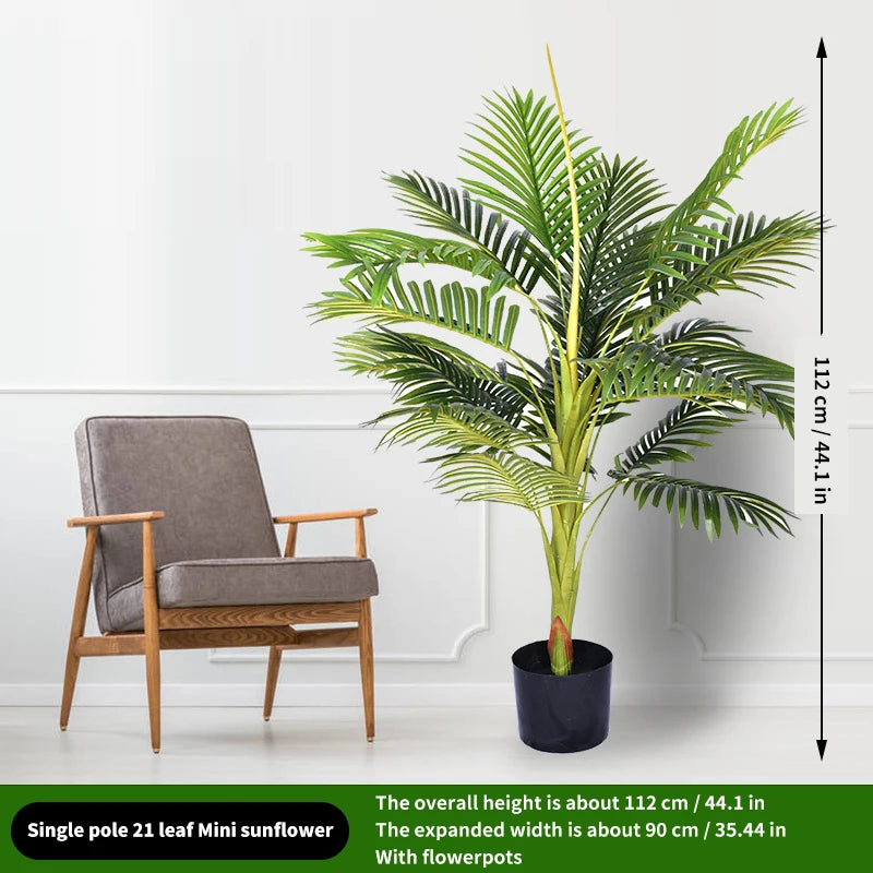 Große Kunstpflanze Monstera & Bambus – Tropische Deko-Pflanze mit Blumentopf für Innen & Außen