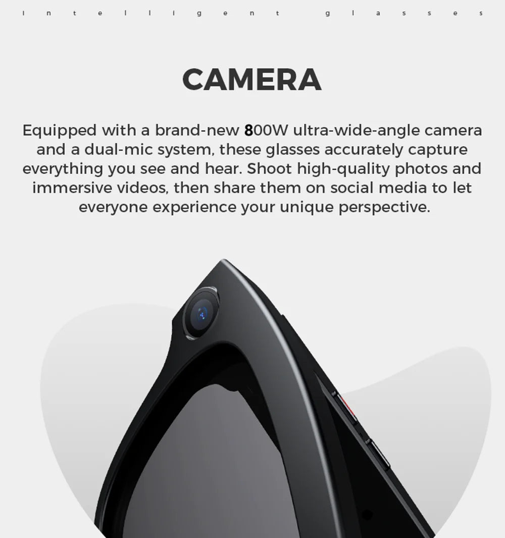 KI Smart Brille 8MP – Anti-Shake HD Video, KI-Chat, Übersetzung & Open-Ear Headset