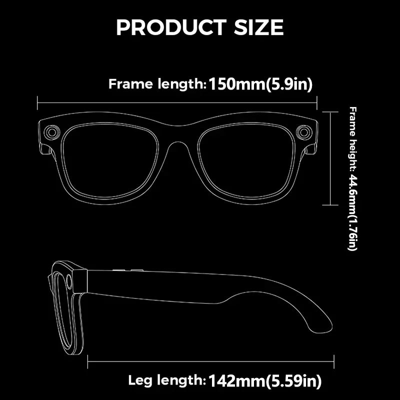 KI Smart Brille – 800W HD Kamera, Objekterkennung, KI-Übersetzung & Foto/Video