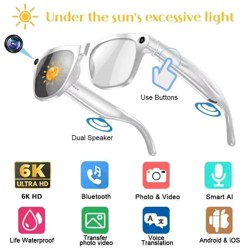 Lenovo Smart-Brille 100MP 8K HD – ChatGPT, 260mAh Akku, Bluetooth & KI-Sprachassistent