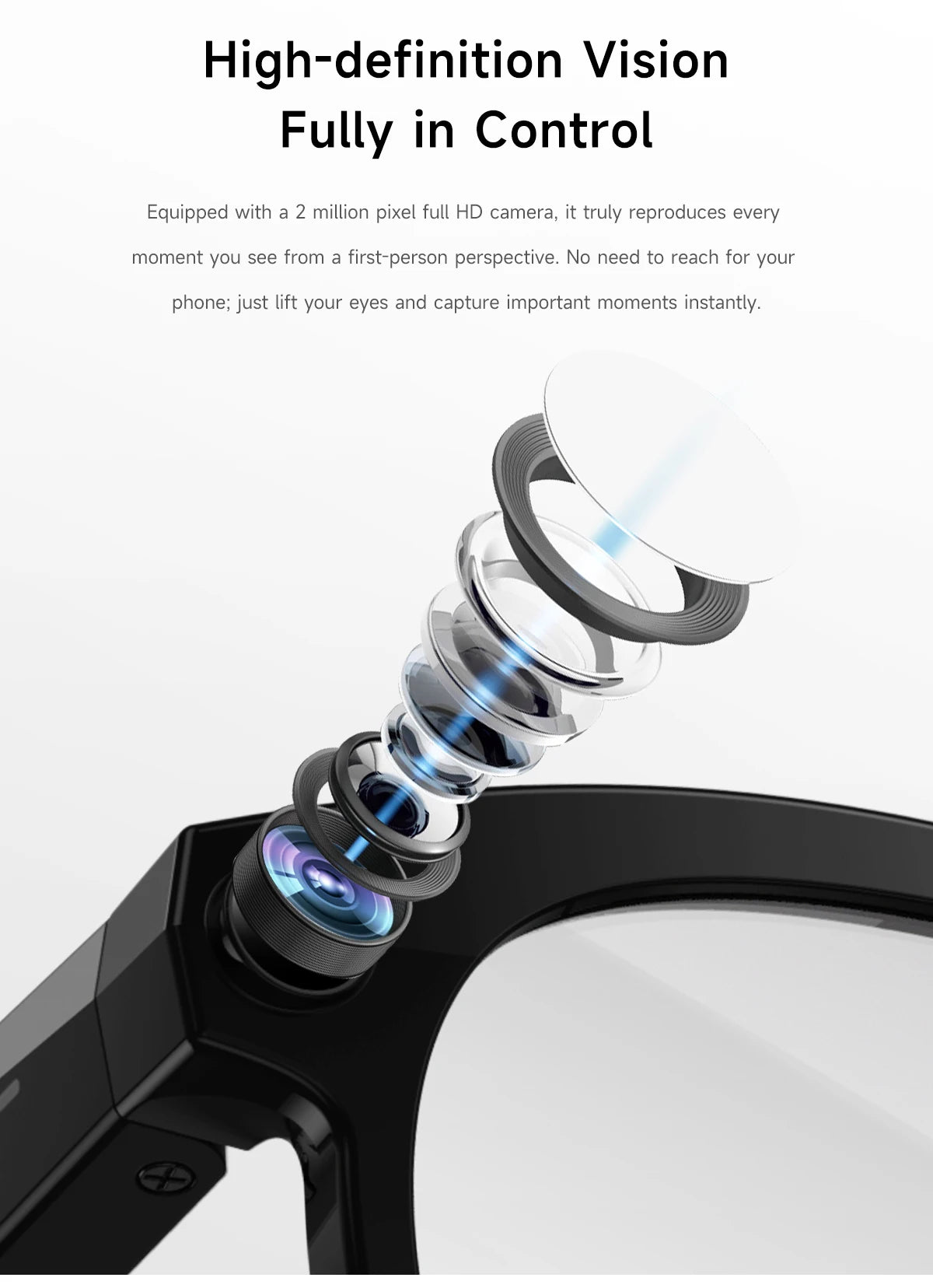 KI Smart Brille 2025 – 800W Kamera, Foto & Video, Übersetzung, Musik & BT Anruf