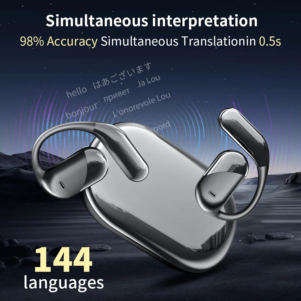 KI Übersetzer-Ohrhörer 144 Sprachen – Bluetooth 5.4, Smart Touch, Echtzeit für Reise & Arbeit