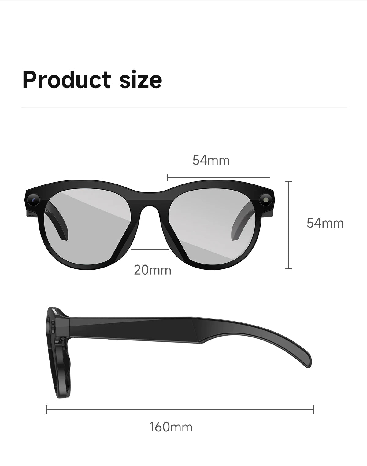 KI Smart Brille 2025 – 800W Kamera, Foto & Video, Übersetzung, Musik & BT Anruf