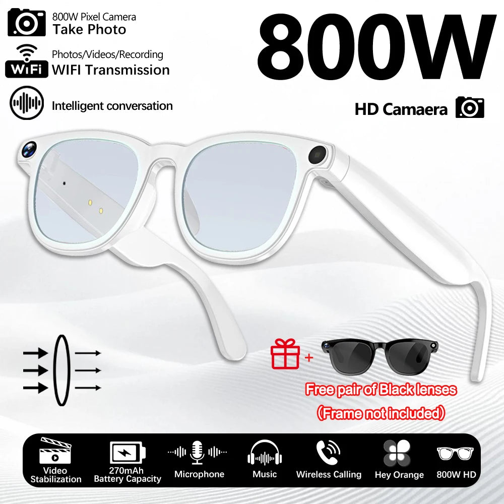 KI Smart Brille 2026 – 800W HD Kamera, KI-Bilderkennung, KI-Konversation & Übersetzung