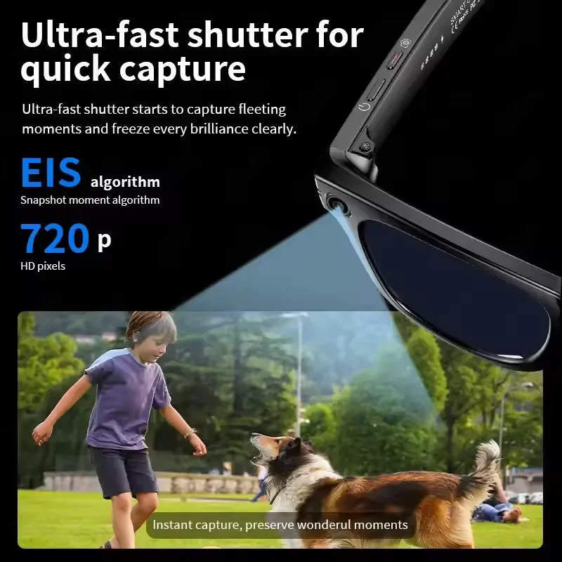KI Smart Brille – 800W Anti-Shake HD Kamera, Übersetzung, Musik & BT Anruf