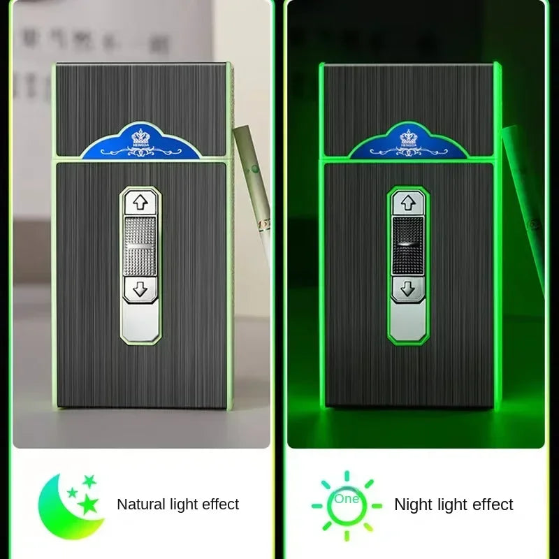 Schmales USB-Zigarettenetui für 20 Zigaretten mit Lichtbogen-Feuerzeug – Produktbild 4