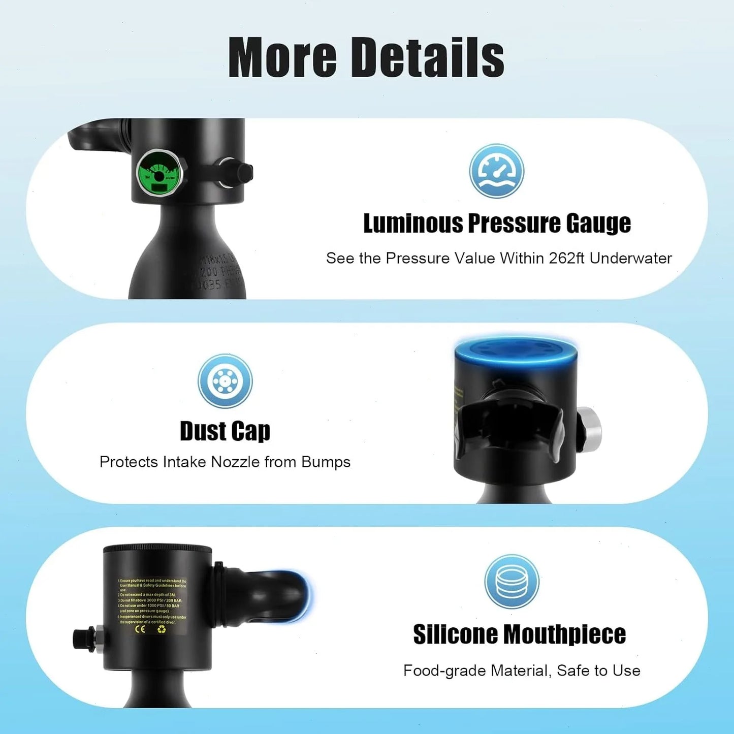 Mini Scuba Tauchflasche 0,5 L – Tragbares Tauchset mit Pumpe & Manometer