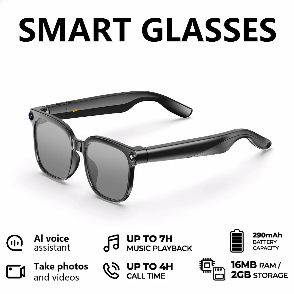 AI Smart Glasses 2026 – 1080P Kamera, WLAN, Übersetzung & Sprachassistent