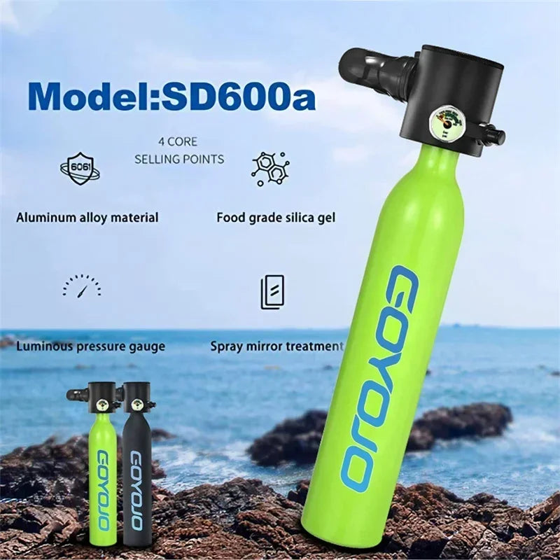 Mini Scuba Tank 0,5L – Tragbare Sauerstoffflasche für Tauchen & Schnorcheln (5-10 Min)