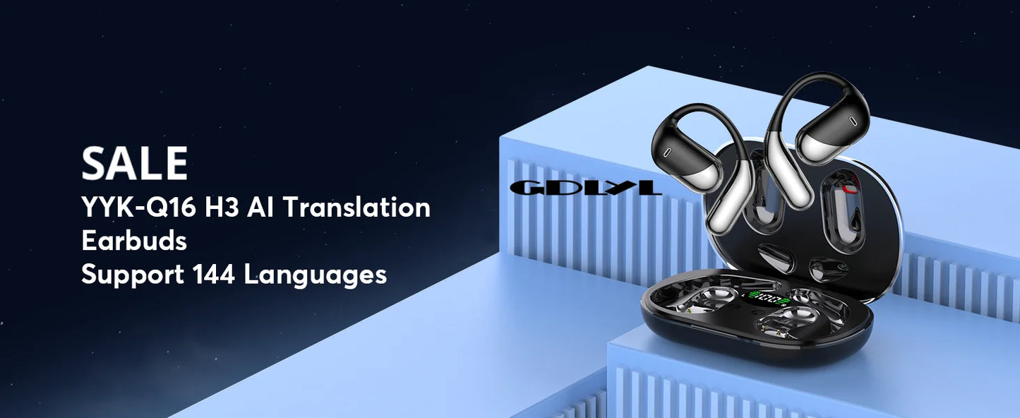 MONSTER Q16Pro KI Übersetzer-Ohrhörer – 144 Sprachen, OWS Open-Ear, 60h Akku, Bluetooth 5.4