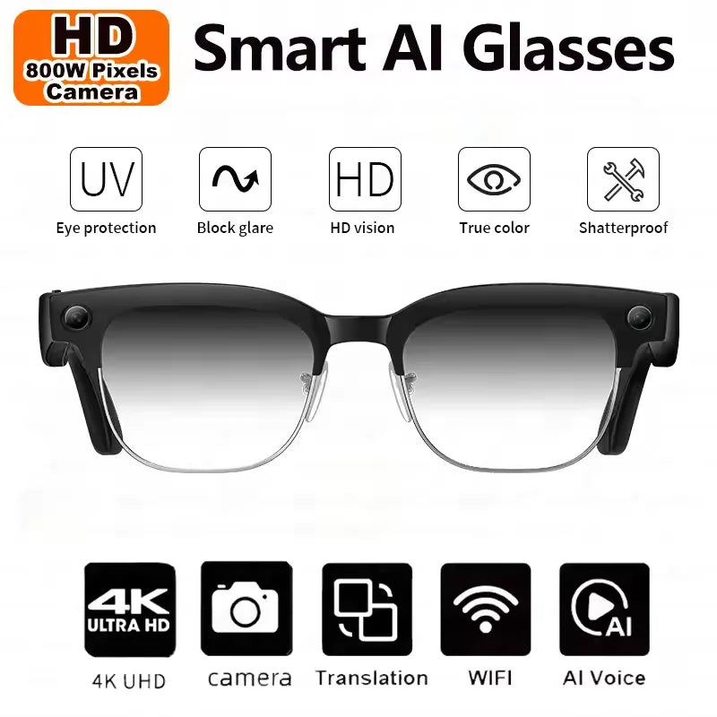 KI Smart Brille 8K AI 2026 – ChatGPT, Übersetzung & Bluetooth Anruf