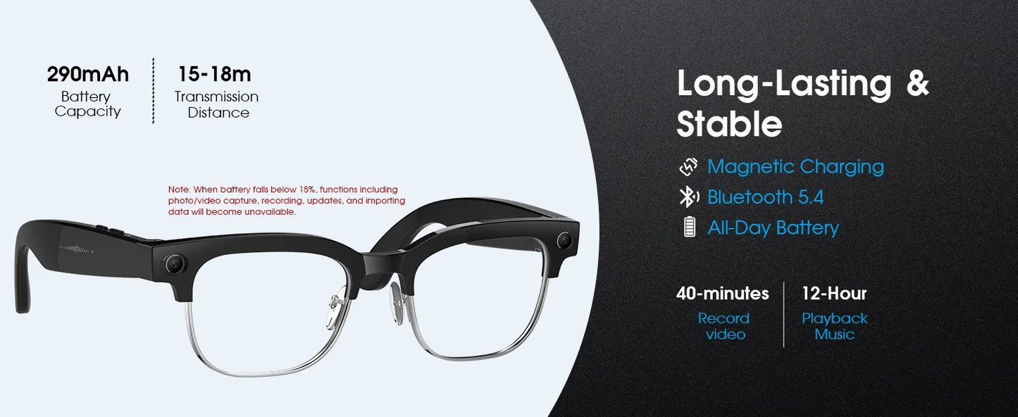 2026 Smart-Brille 800W Ultra-Wide – 4K Video, KI-Bilderkennung, Bluetooth & Übersetzung
