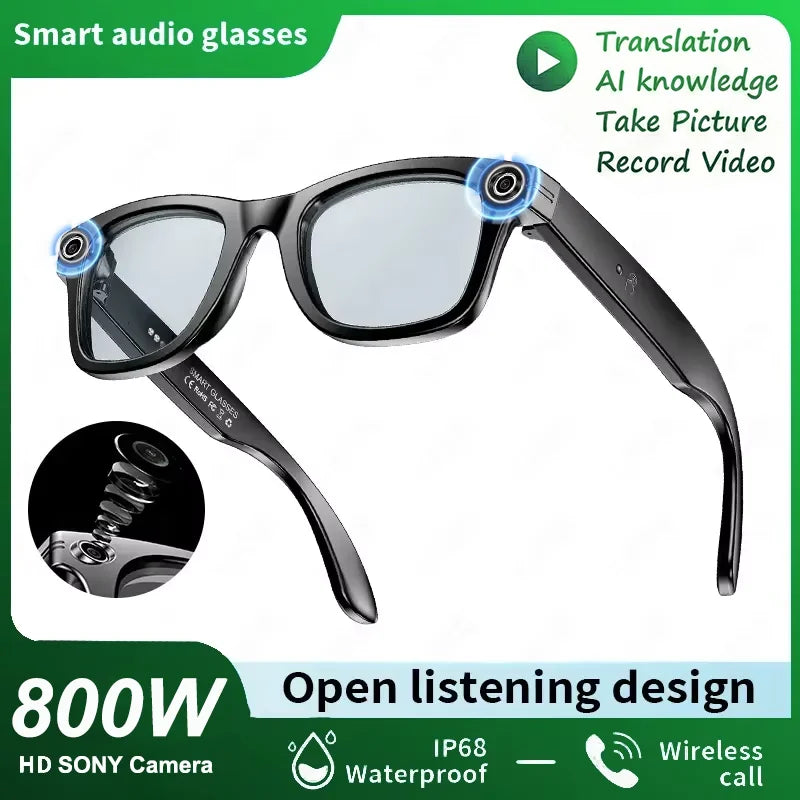 KI Smart Brille IP67 – Bluetooth, Kamera, KI-Übersetzung & Noise Cancelling
