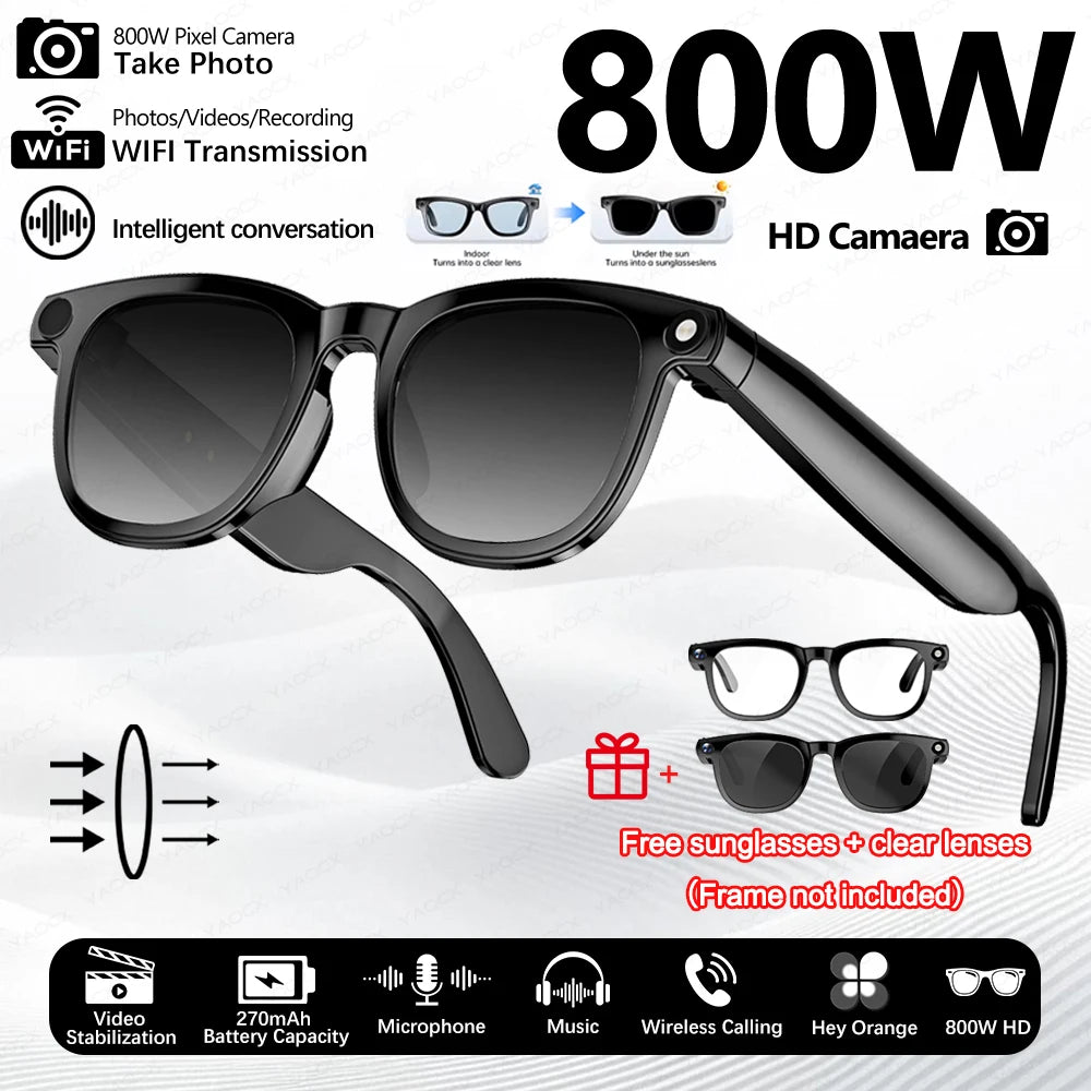 KI Smart Brille 2026 – 800W HD Kamera, KI-Bilderkennung, KI-Konversation & Übersetzung
