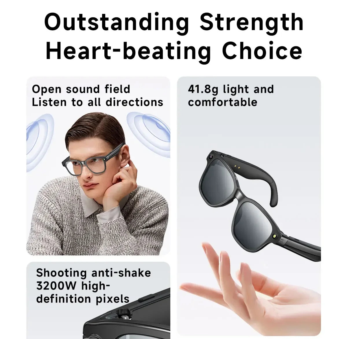 Lenovo Smart-Brille 100MP 8K HD – ChatGPT, 260mAh Akku, Bluetooth & KI-Sprachassistent