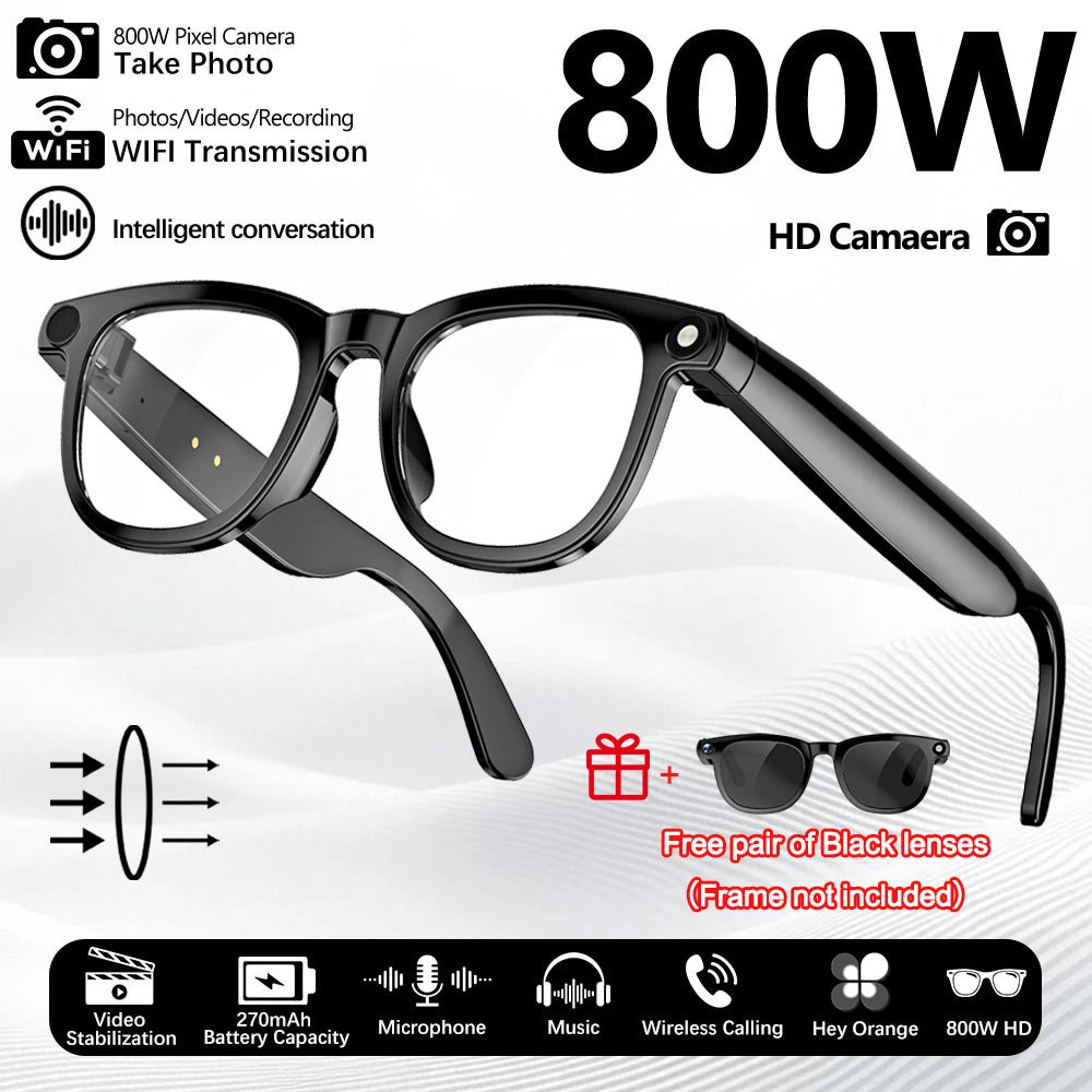 KI Smart Brille 2026 – 800W HD Kamera, KI-Bilderkennung, KI-Konversation & Übersetzung