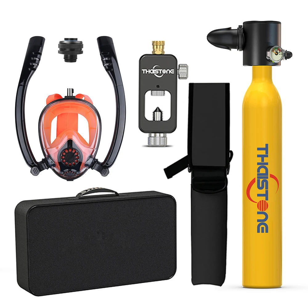 Tauchset mit Vollgesichtsmaske – 0,5 L Mini Scuba Tank & Schnorchelmaske