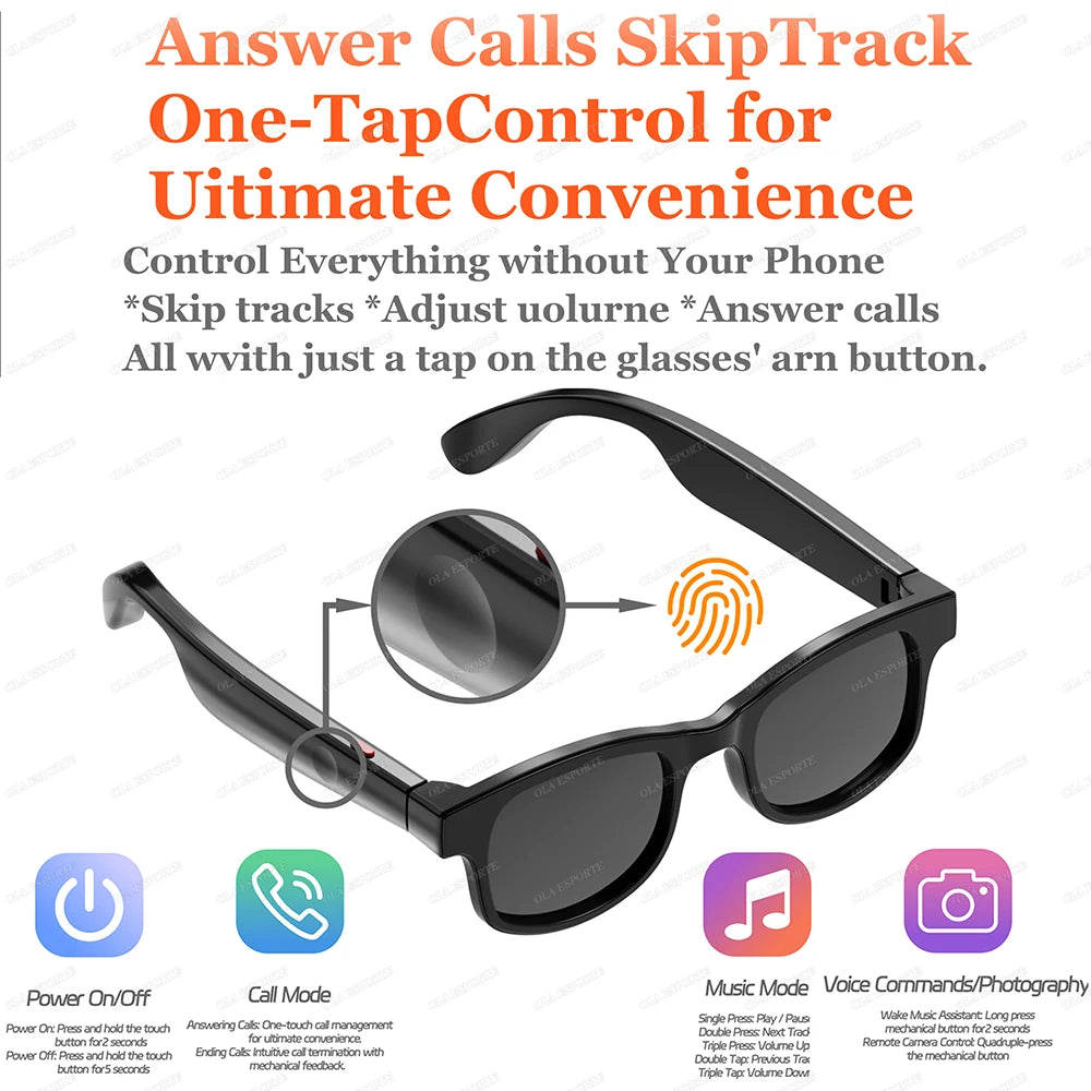 Smart Audio Brille – Bluetooth 5.4, Musik, Anrufe & Blaulichtschutz