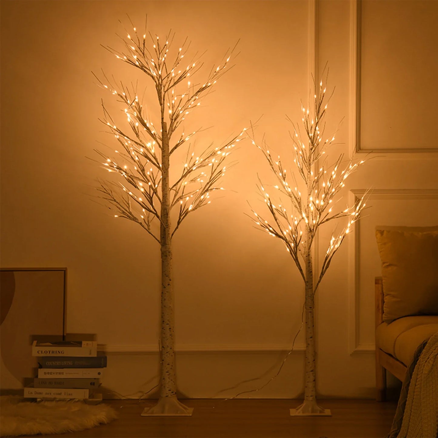 Künstlicher Birkenbaum mit Licht – LED Deko Baum für Weihnachten & Events