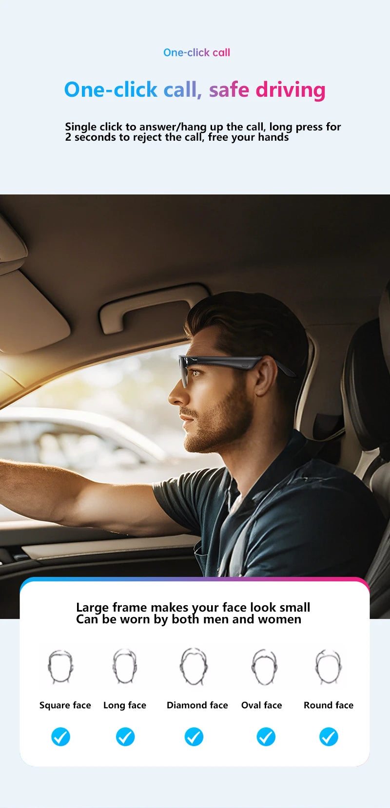 Bluetooth-Smart-Brille für Musik und Anrufe – Produktbild 13