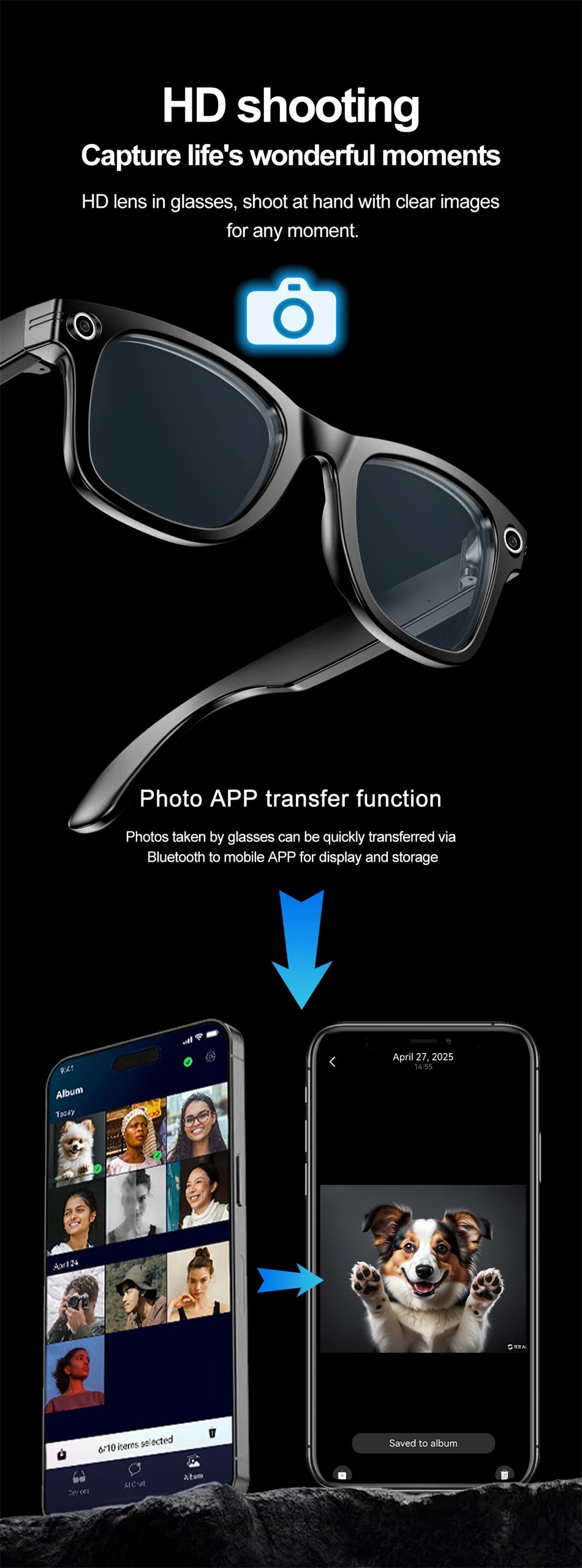 KI Smart Brille 2026 – HD Kamera, Übersetzung & Bluetooth Audio