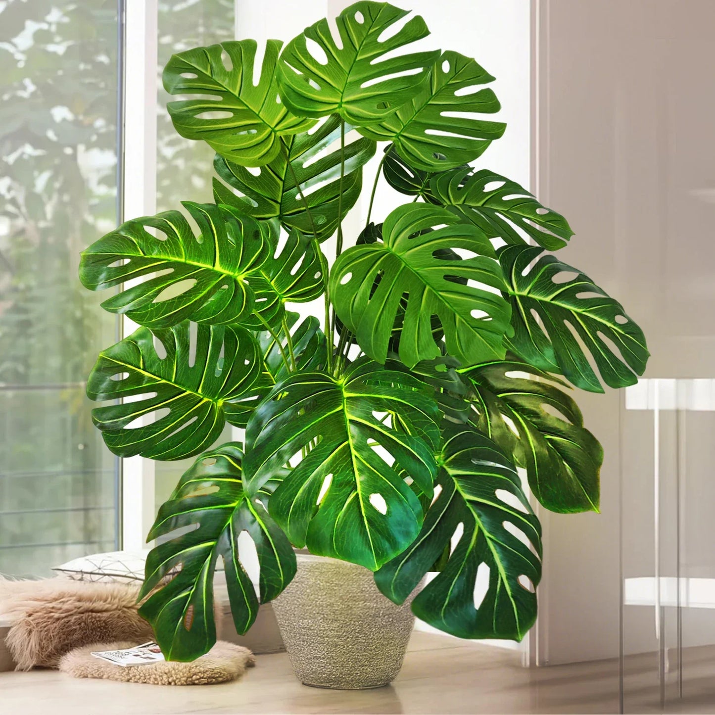 Künstliche Pflanzen Deko – Tropische Monstera für Wohnzimmer