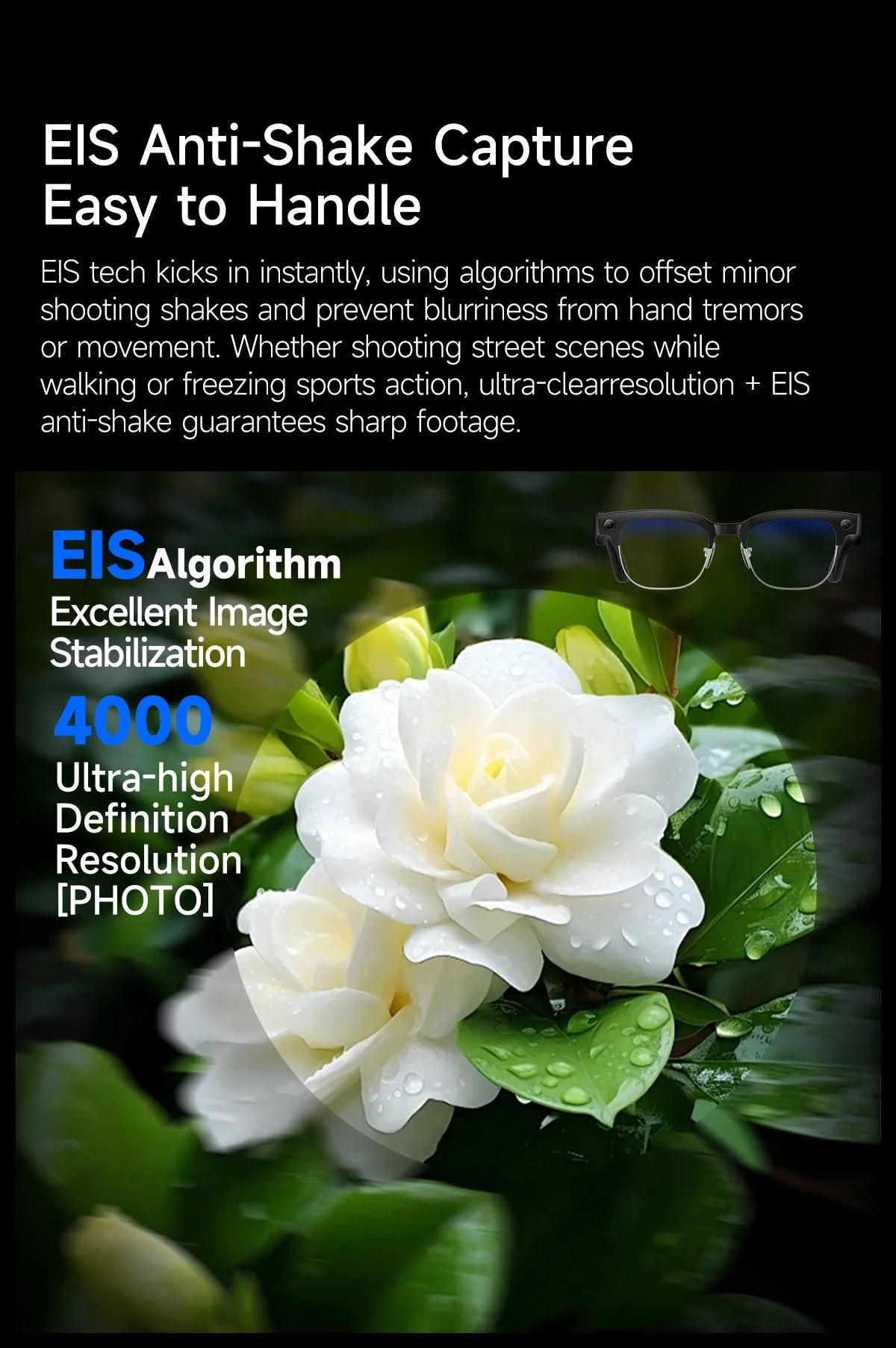 KI Smart Brille – 800W HD Kamera, Objekterkennung, KI-Übersetzung & Foto/Video