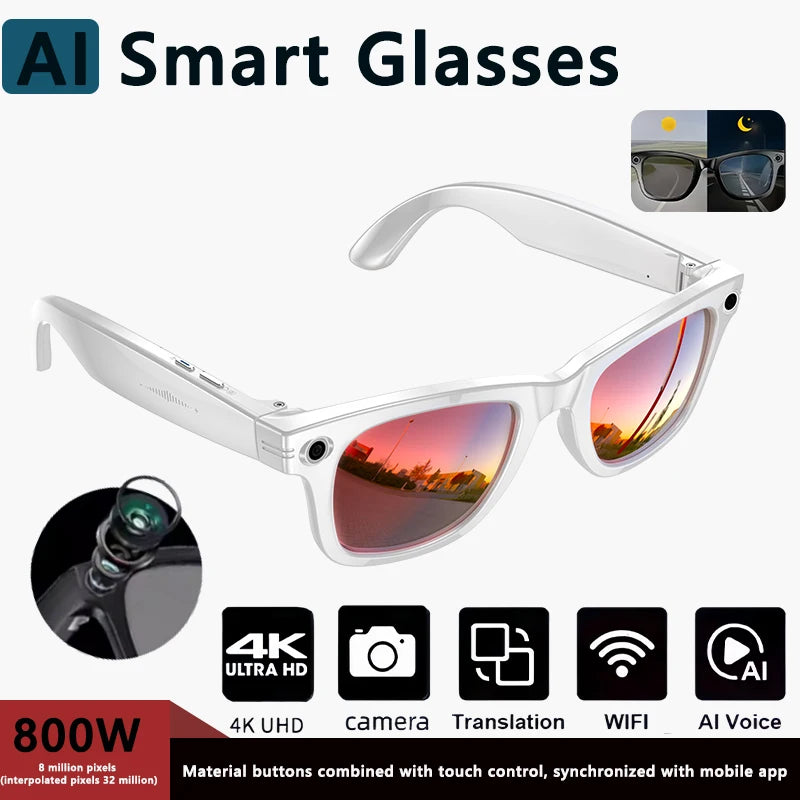KI Smart Brille – Kamera, Echtzeit-Übersetzung 100+ Sprachen & Bluetooth