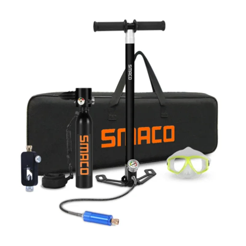 0,5 L Scuba Sauerstoffflasche – Set mit Pumpe & Tasche für Schnorcheln & Tauchen
